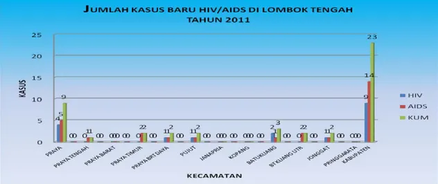 Tabel dan Grafik berikut adalah gambaran HIV/AIDS di Lombok Tengah dalam  beberapa tahun terakhir : 