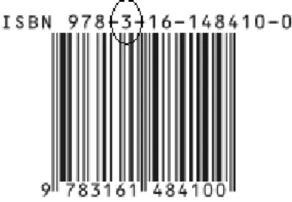 Gambar 4 :  kode ISBN-13. 978-3-16-148410-0, dan  bentuknya dalam  EAN-13 barcode