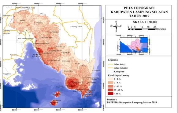GAMBAR 3. 2  Peta Topografi Kabupaten Lampung Selatan 