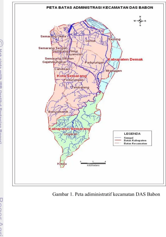 Gambar 1. Peta adiministratif kecamatan DAS Babon 