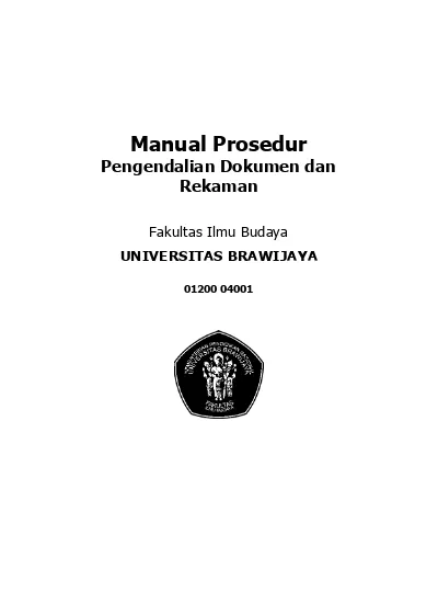 Manual Prosedur Pengendalian Dokumen Dan Rekaman. Fakultas Ilmu Budaya ...