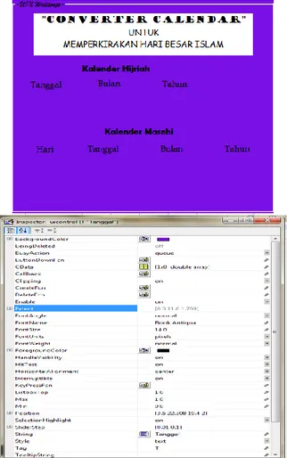 Gambar 4.13 Tampilan Menu Input dan Output Aplikasi  dengan Property Inspector GUI Matlab 