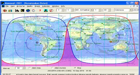 Gambar tersebut menunjukkan hasil overlay peta ketinggian  bulan dan ketinggian matahari pada tanggal 8, 9 dan 10 September  2010