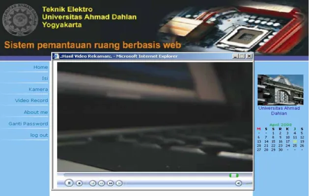Gambar 12. Tampilan Pemutar Video di Web 