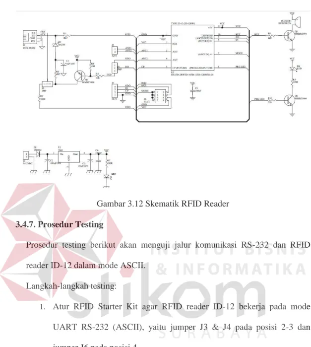 Gambar 3.12 Skematik RFID Reader  3.4.7. Prosedur Testing 