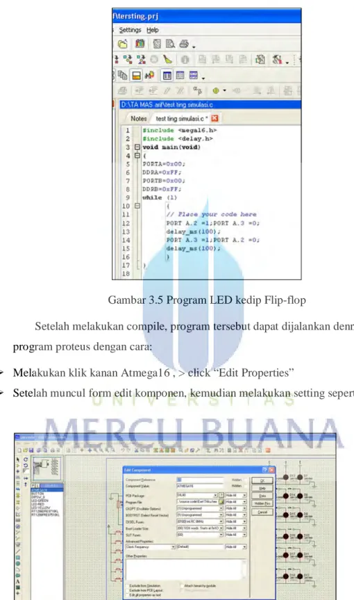 Gambar 3.5 Program LED kedip Flip-flop 