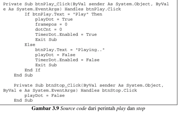 Gambar 3.9 Source code dari perintah play dan stop