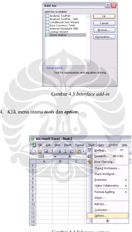 Gambar 4.3 Interface add-in