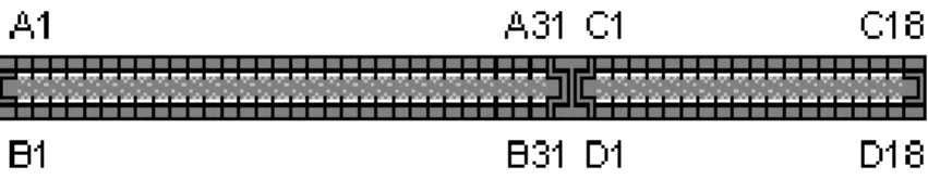 Gambar 11. Konfigurasi pin female slot ISA 16-bit  (Sumber: http://www.hardwarebook.info/ISA) 