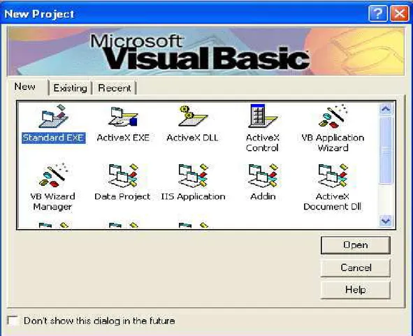 Gambar 2.6.  Tampilan awal Visual Basic 