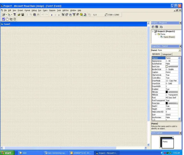 Gambar 2.7.Tampilan dasar MS-Visual Basic 