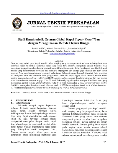 JURNAL TEKNIK PERKAPALAN Jurnal Hasil Karya Ilmiah Lulusan S1 Teknik ...