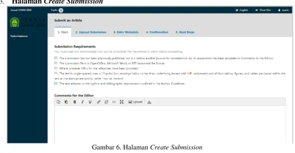 Gambar 6. Halaman Create Submission 