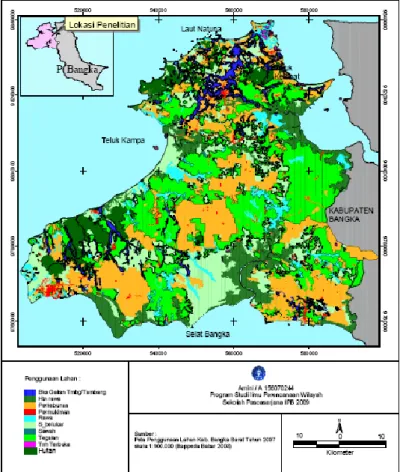 Gambar 3. Peta Penggunaan Lahan di Kabupaten Bangka Barat tahun 2007 [5] 