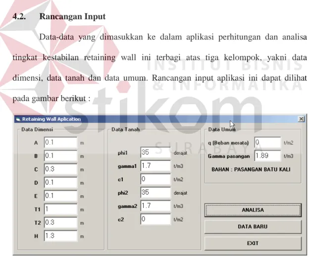 Gambar 4.1. Rancangan Input Data Retaining Wall 