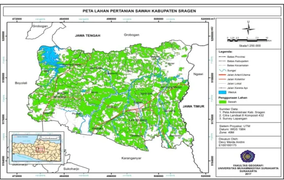 Gambar 2. Peta Lahan Pertanian Kabupaten Sragen