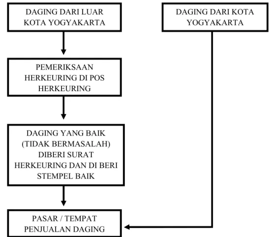 Gambar 4. Skema distribusi peredaran daging dari dalam Kota maupun dari luar Kota Yogyakarta