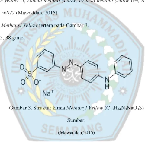Gambar 3. Struktur kimia Methanyl Yellow (C 18 H 14 N 3 NaO 3 S)  Sumber: 