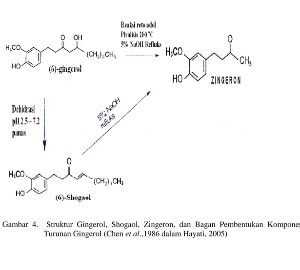 Tabel 5. Identifikasi Senyawa Shogaol dengan Menggunakan GC-MS pada Sampel  Konsentrasi  KOH  Waktu Retensi (menit)  Bobot Molekul  Shogaol (g/mol)  %Kemelimpahan  0,1N  -  -  -  0,5N  15,803  276,2  4,00  1,0N  15,773  276,2  4,59 