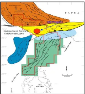 Gambar 1. Peta struktur geologi Paparan Arafura Barat  Laut (NW Arafura  Shelf)  (Aldha dan  J.Ho, 2008) 