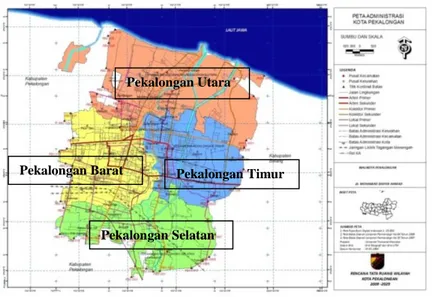 Gambar 5.2. Peta Pekalongan dengan 4 (empat) wilayah administrasi