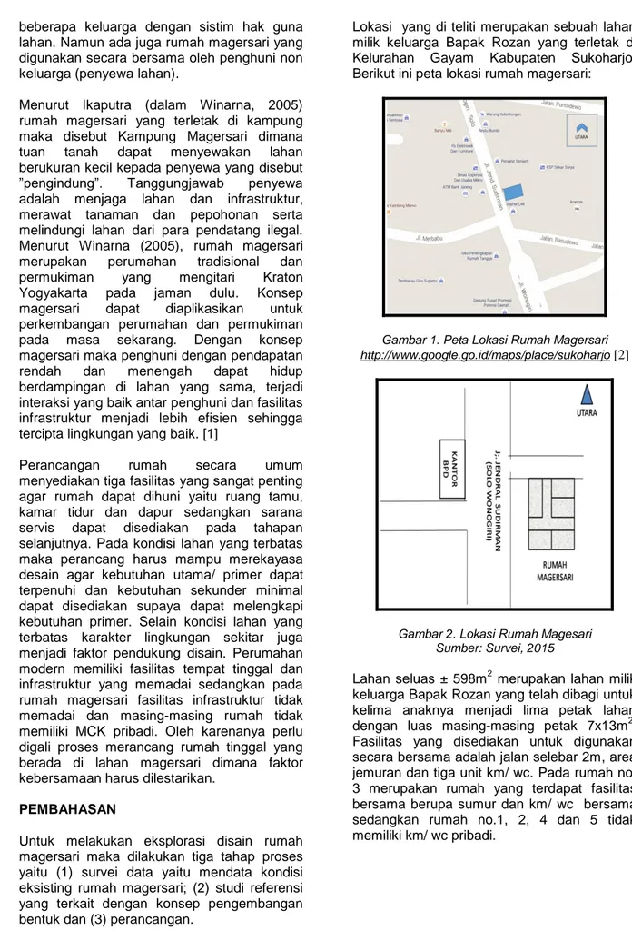 Gambar 1. Peta Lokasi Rumah Magersari  http://www.google.go.id/maps/place/sukoharjo  [2]