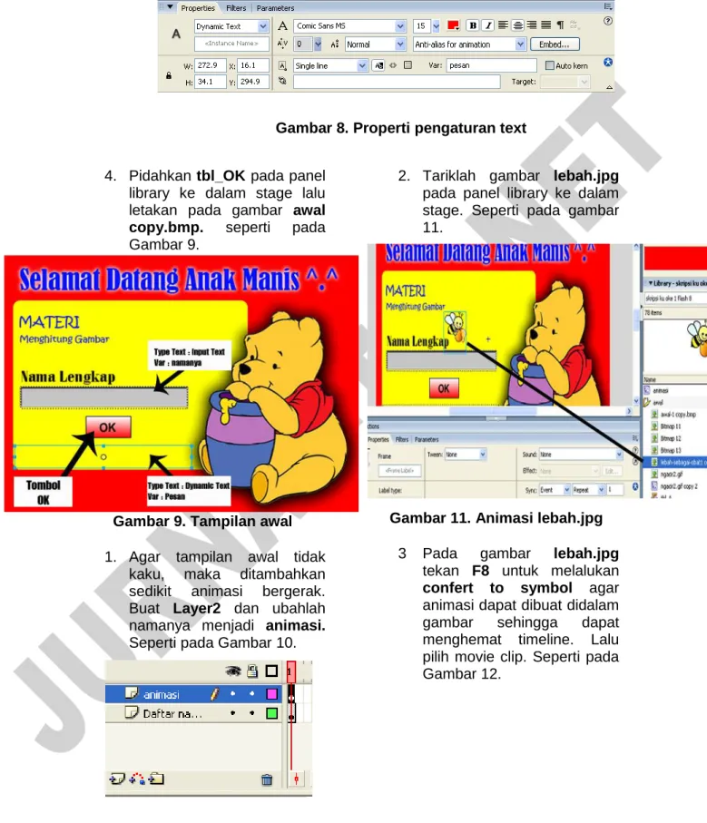 Gambar 8. Properti pengaturan text 