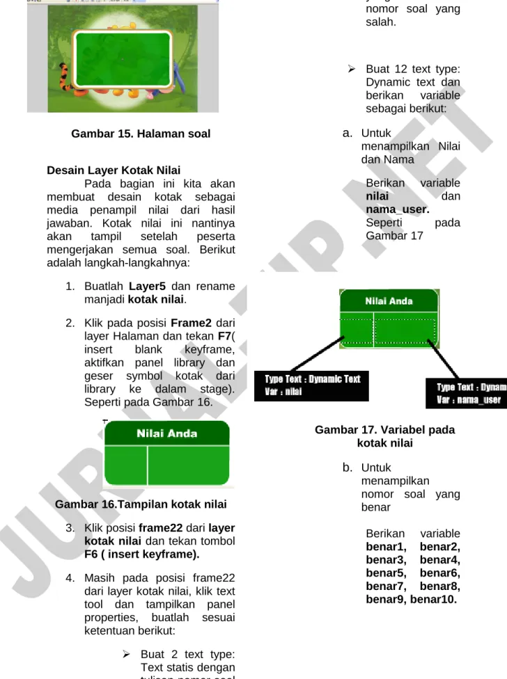 Gambar 16.Tampilan kotak nilai  3.  Klik posisi frame22 dari layer 