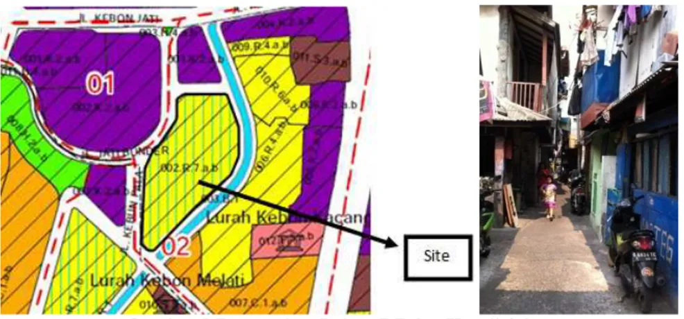 Gambar 2 Peruntukan Lahan R7 dan Kondisi Site  Sumber: RDTR Provinsi DKI Jakarta 