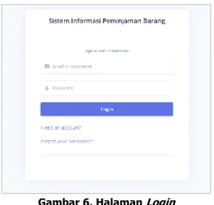 Gambar 6. Halaman  Login 3.5.2  Dashboard