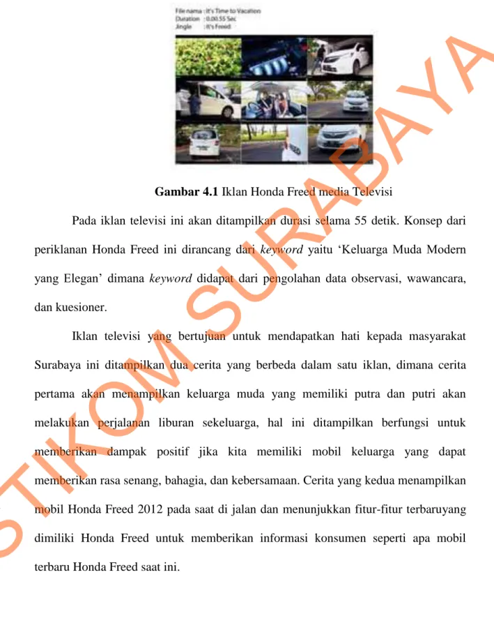 Gambar 4.1 Iklan Honda Freed media Televisi 