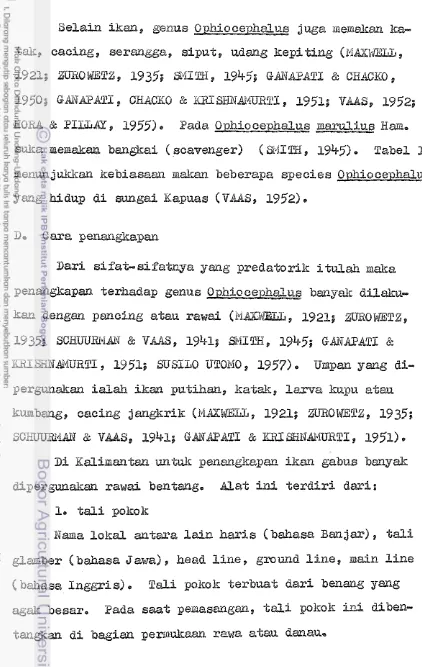 &a aea&aa bangkai raenun ( scavenger) C SIJII!E~, 1945). Tabel 1 jtaldzm kebiasaw m&sm bebergpa species O-phio 6 e ~ h d U 