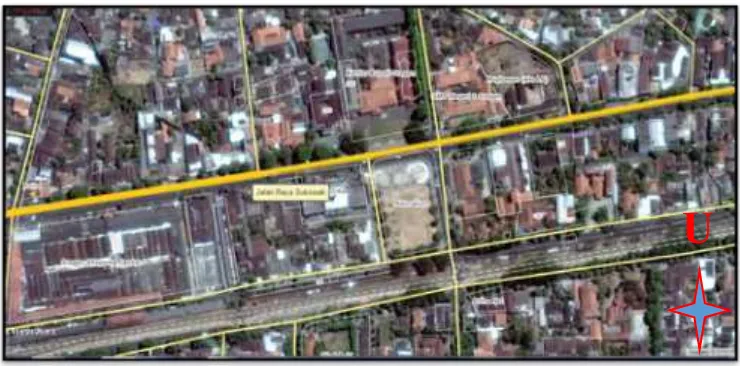 Gambar  1.3 Peta Udara Jalan Raya Sukowati Sragen Sumber:Wikimapia.com, 2016 