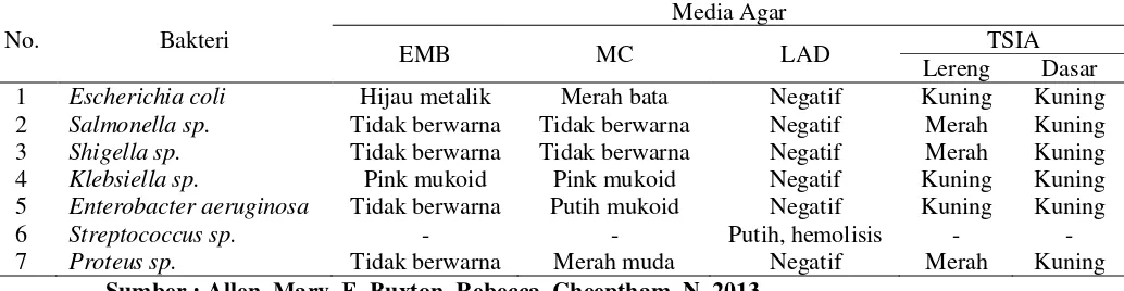 Tabel 3.4 Interpretasi Positif Kontaminasi pada Media Agar 