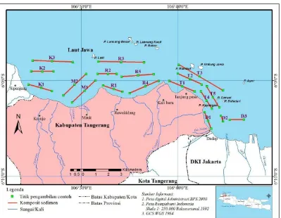 Gambar 2  Lokasi penelitian di perairan pesisir Kabupataen Tangerang 