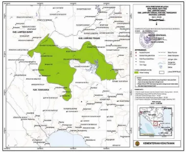 Gambar 3. Peta KPHL Model Batutegi skala 1:200.000 (Dinas Kehutanan Propinsi Lampung, 2013)