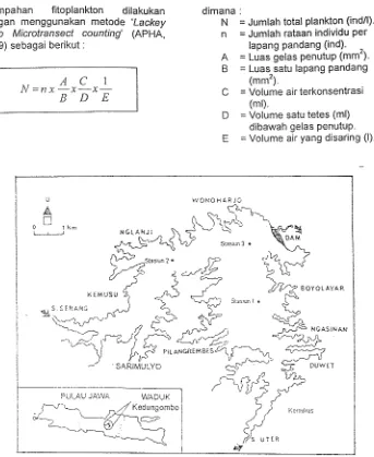 Gambar 1. Peta lokasi penelitian di Waduk Kedungombc, Jawa Tengah 