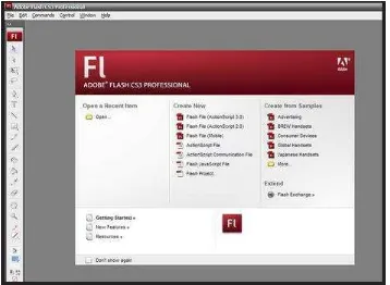 Gambar 2.9 Tampilan menu Macromedia Flash CS3 