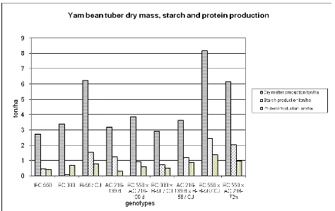 Fig. 1. Yam bean production on nine genotypes 