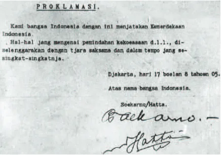 Gambar 3.2 Naskah Proklamasi Kemerdekaan Negara Kesatuan Republik Indonesia