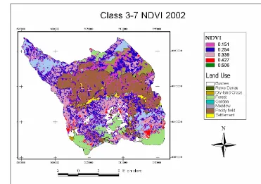 Figure 9. Class 1 and 2 NDVI  of Cidanau watershed 2002 