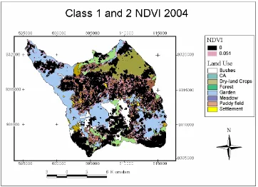 Figure 12. Class 3-7 NDVI  of Cidanau watershed 2004 