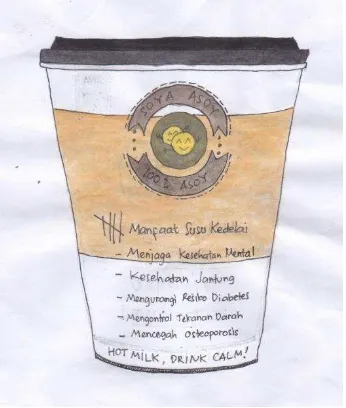 Gambar diatas adalah desain paper cup hot penyemangat bagi konsumen susu kedelai SOYA ASOY