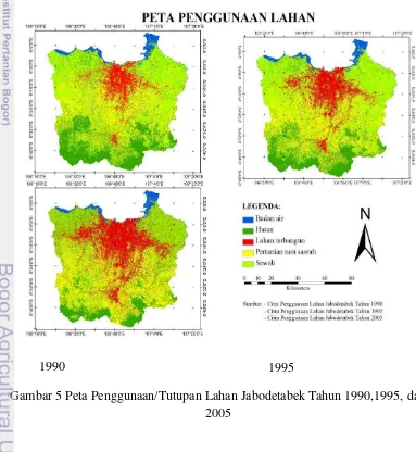Gambar 4 Grafik Dinamika Perubahan Lahan Jabodetabek Tahun 1990-2005 