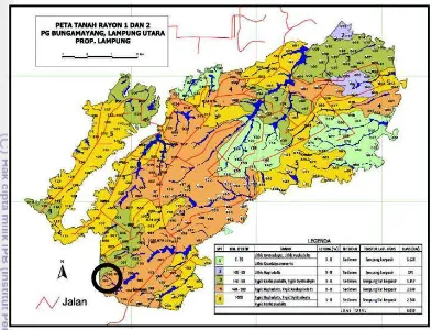 Gambar 7  Lokasi perencanaan pelimpah pada Embung Petak 093 Rayon II (Sumber: Balai Penelitian Tanah, Litbang, Departemen Pertanian Lampung, 2012) 