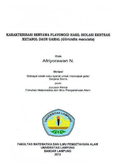 KARAKTERISASI SENYAWA FLAVONOID HASIL ISOLASI EKSTRAK METANOL DAUN ...