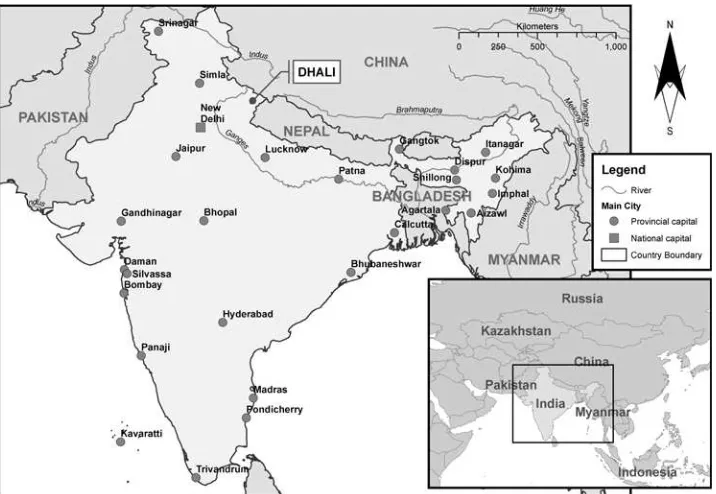 Figure 4.1.  Map of India showing location of Dhali