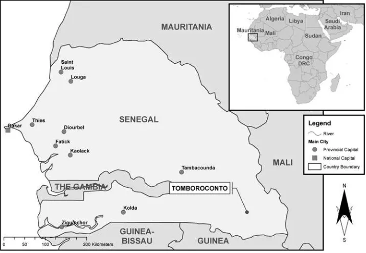 Figure 5.2. The  map  of  Kedougou  districts  showing  the  location  of  villages  managing Tambacounda forests