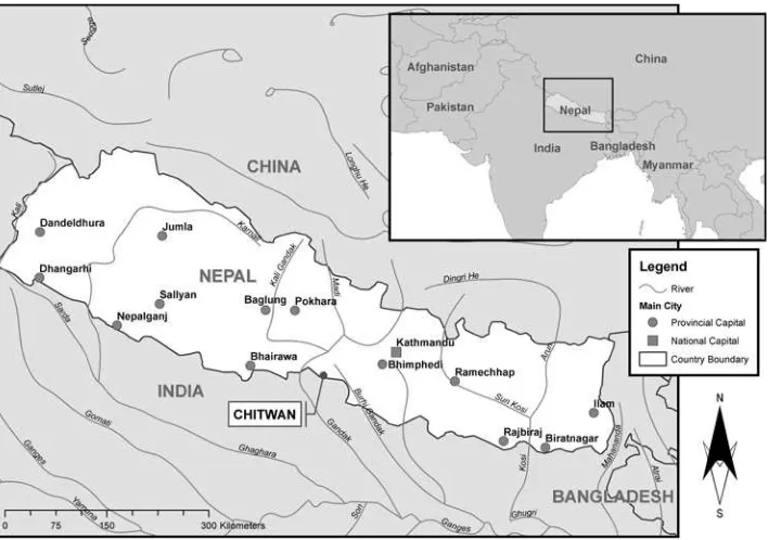 Figure 6.1. Map of Nepal showing location of Chitwan