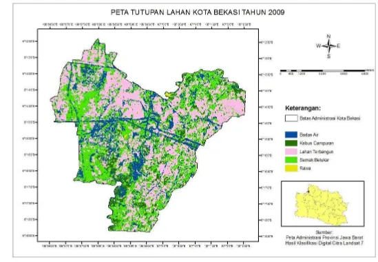 Gambar 5  Peta tutupan lahan Kota Bekasi tahun 2009 